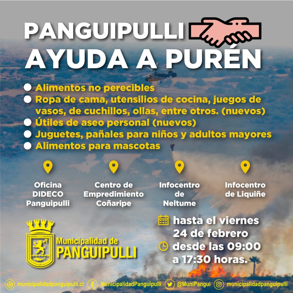 Panguipulli: Municipalidad impulsa campaña solidaria para la comuna de Purén